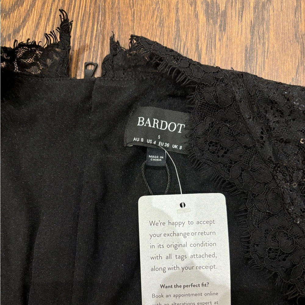 Aurora Sequin Lace Mini Dress in Black Bardot Women’s Size Small - Picture 6 of 8